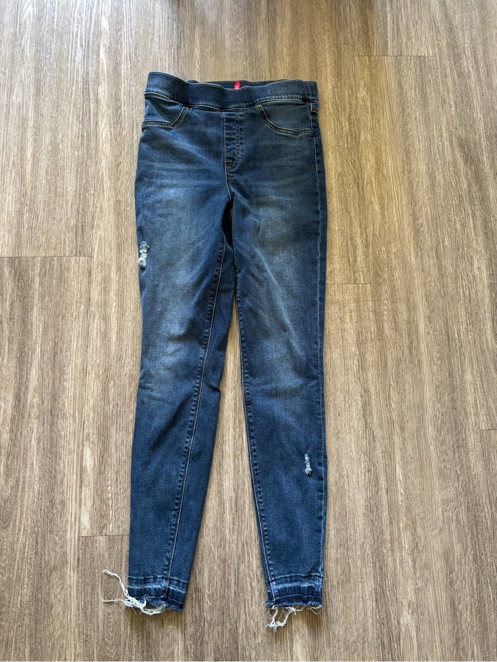 SPANX Blue Skinny Jeans with Light Distressing